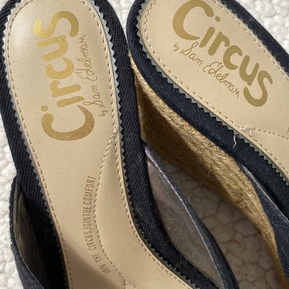 Circus Sam Edelman Black Espadrille Wedge Sandals Size 7.5 - Picture 2 of 13